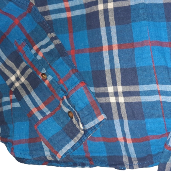 Abercrombie & Fitch Flannel Plaid Shirt Size Small Moose Logo Long Sleeve Blue - Picture 6 of 9